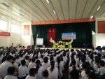 Tiết mục văn nghệ của các em học sinh trường THCS xã Ninh Tiến trong chương trình Giao lưu "Tôi đã lớn" .